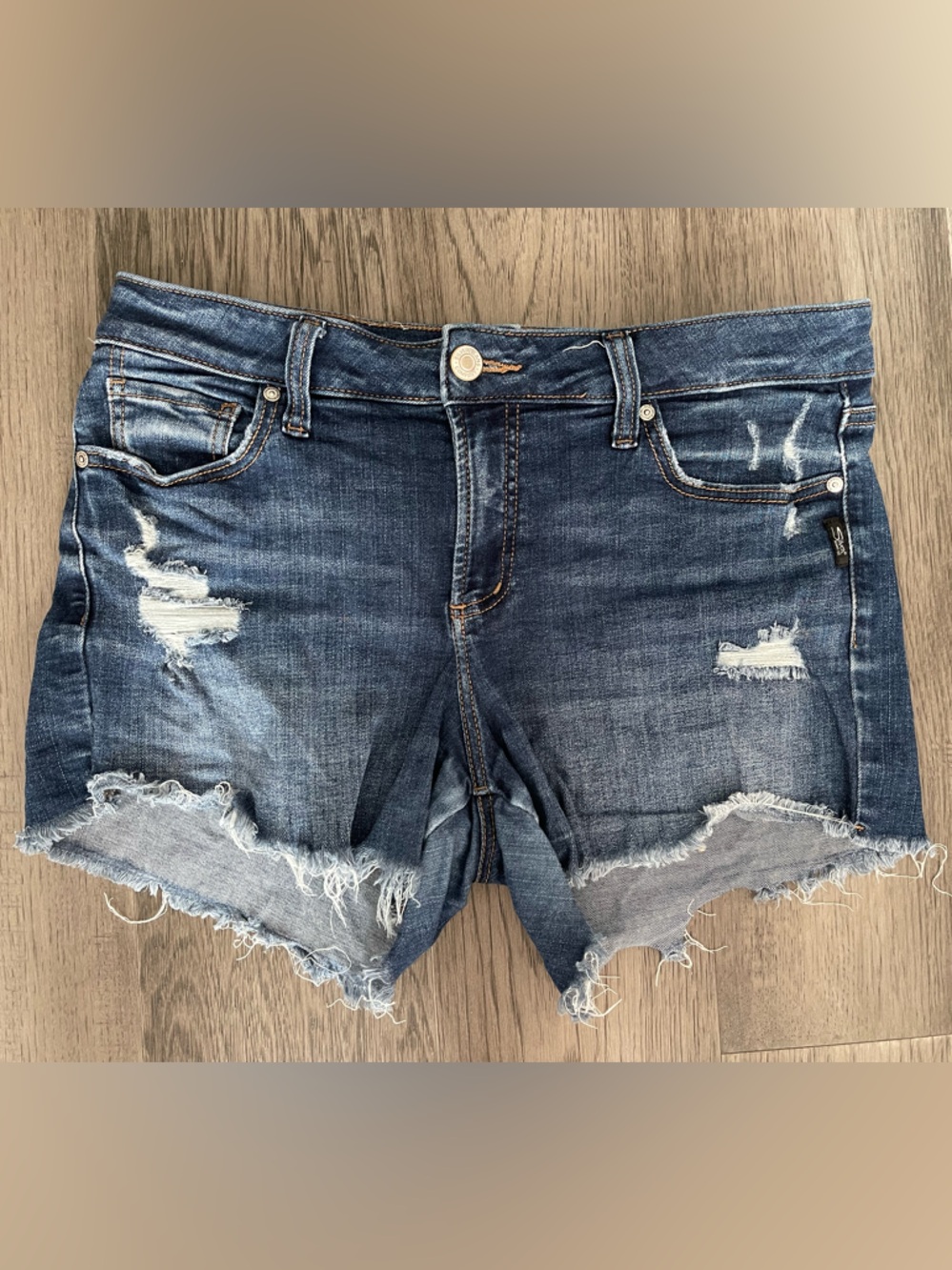 Silver Jeans Dark Blue Distressed Cutoff Shorts